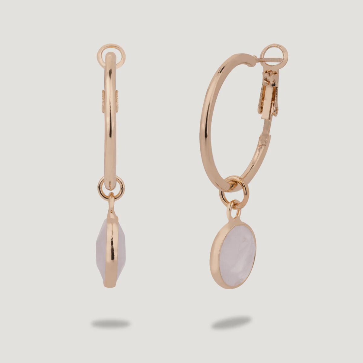 Moonstone Circular Lever Earrings In Gold-Tone