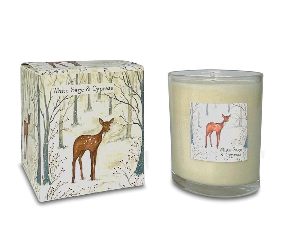 White Sage & Cypress 20cl Wildlife Illustrated Candle by Heaven Scent