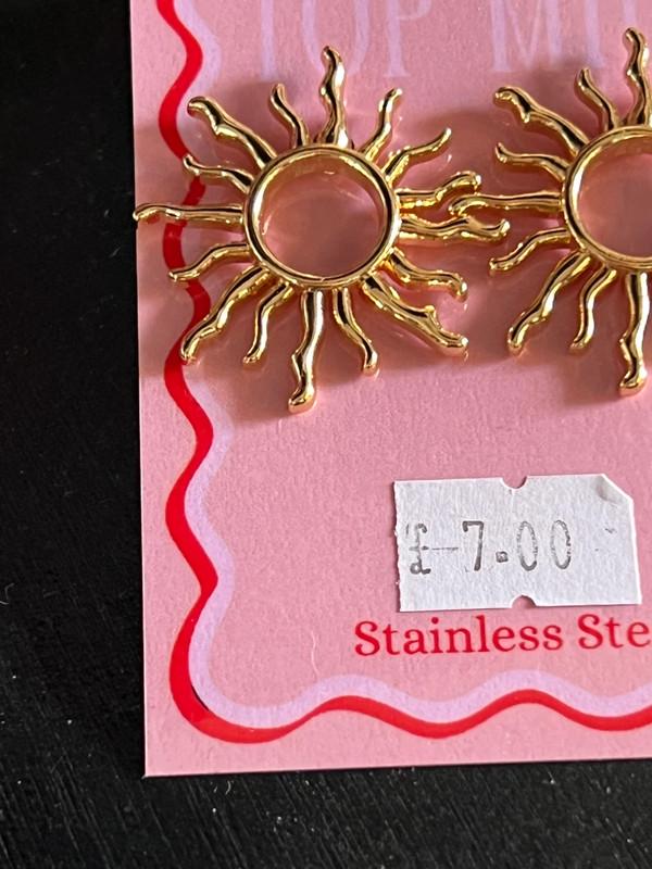 Gold Boho Sun Earrings – Stainless Steel Studs
