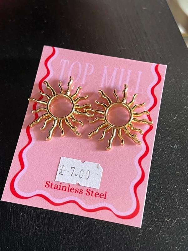 Gold Boho Sun Earrings – Stainless Steel Studs