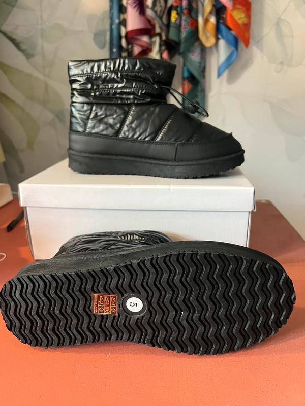 Black Winter Nylon Boots – Padded Snow Boots with Toggle – Sizes UK3–8