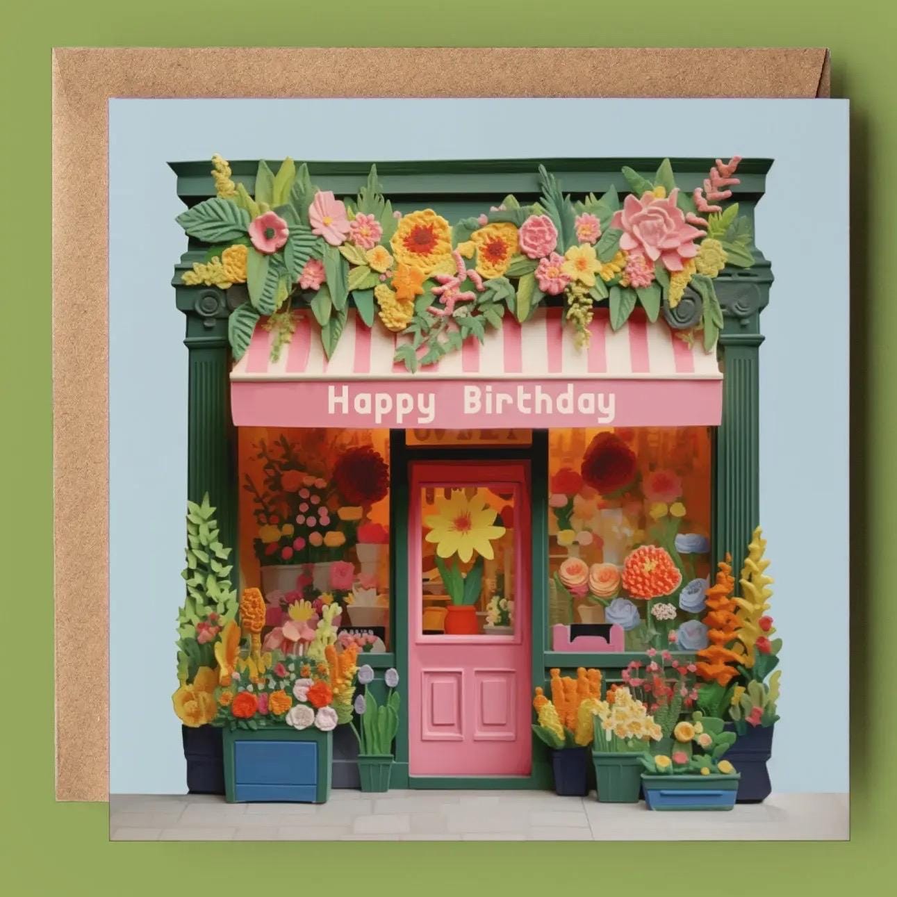 Happy Birthday Florist Shop 2D Printed Card