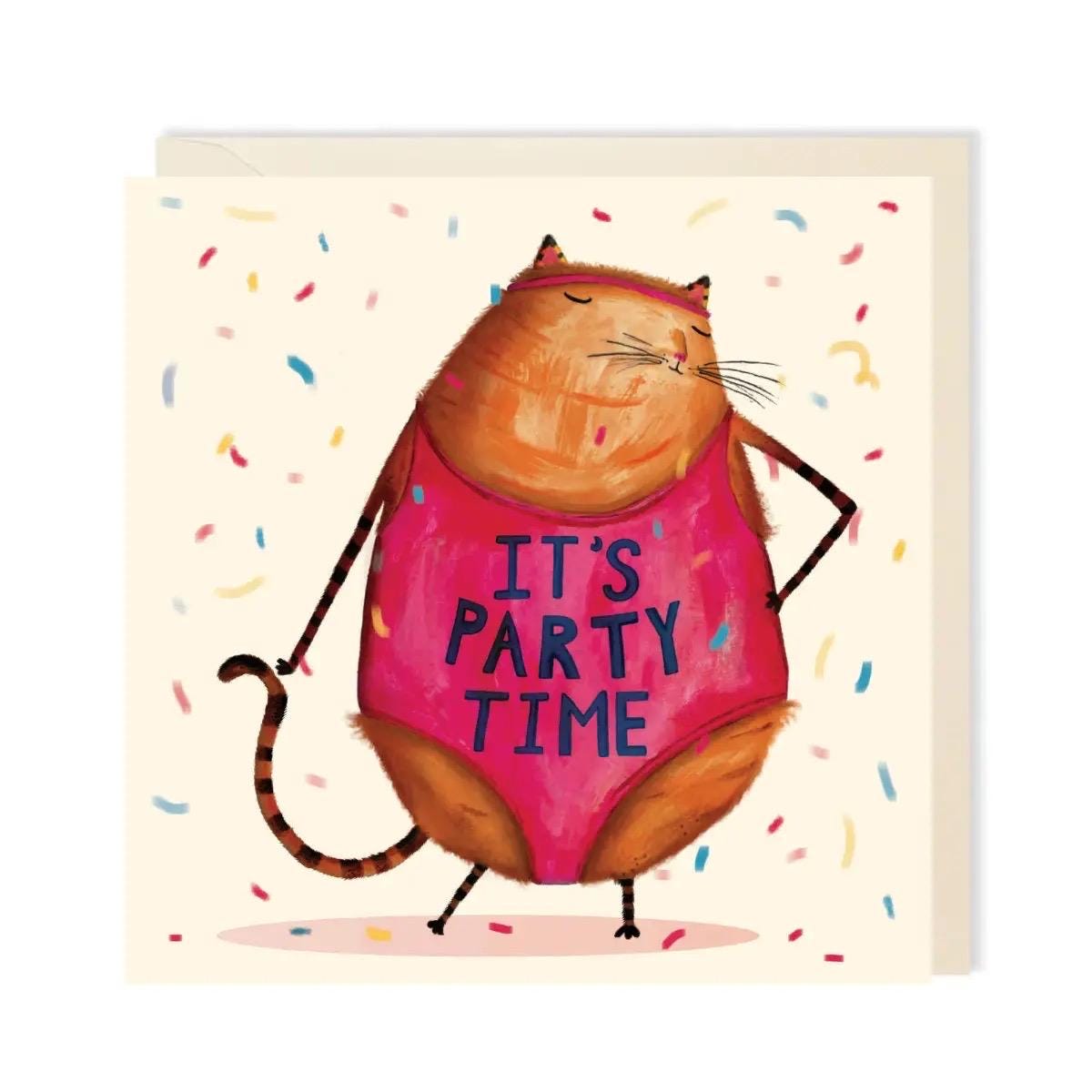 Birthday Party Cat Greeting Card | Funny Cat Birthday Card