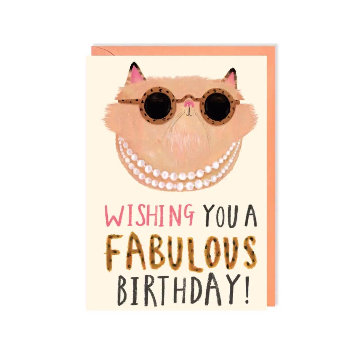 Fabulous Cat Birthday Greeting Card