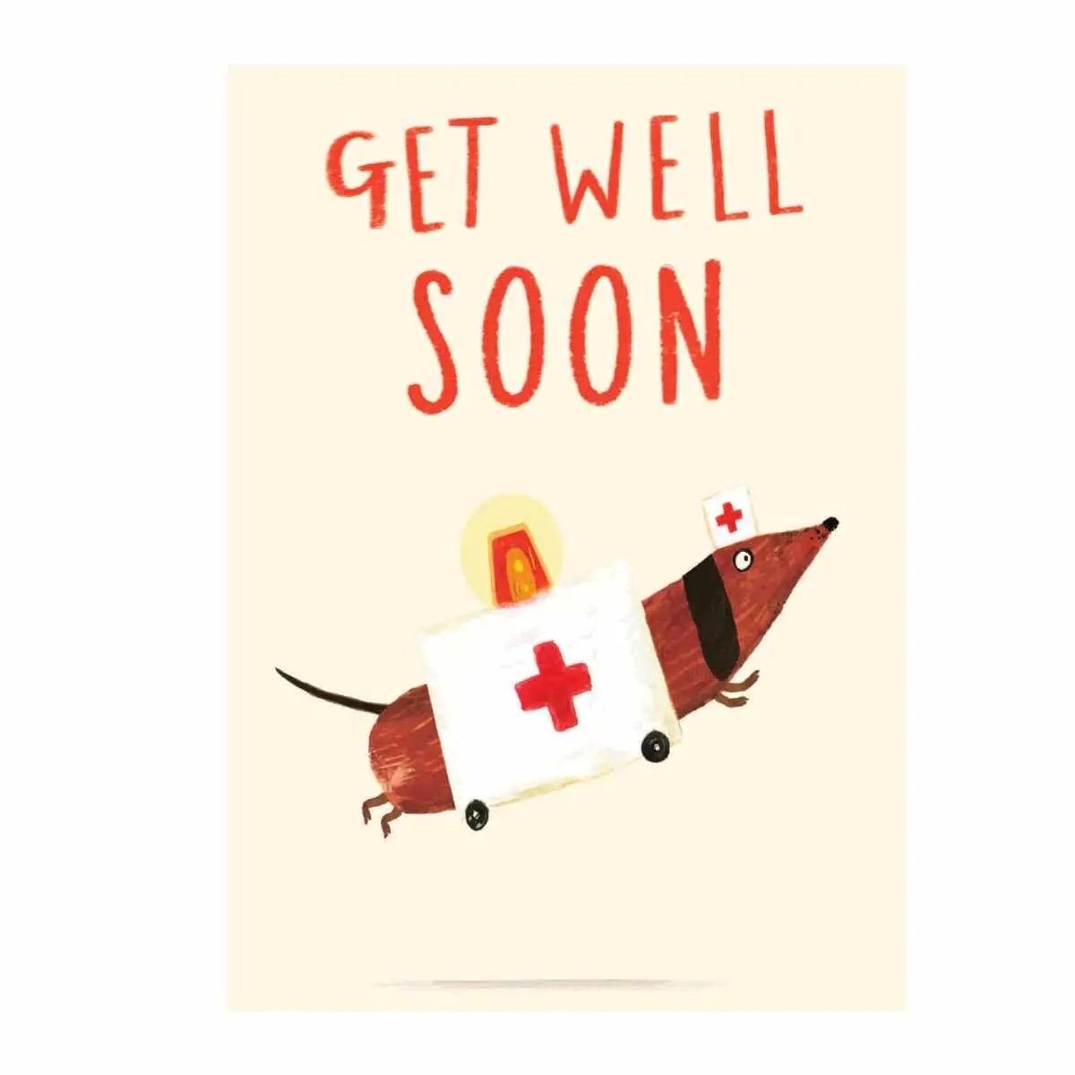 Get Well Soon Sausage Dog Greeting Card