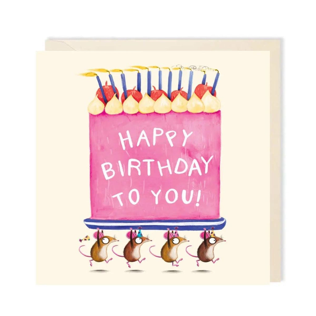 Mice Cake Birthday Card | Cute Mice Funny Greeting Card