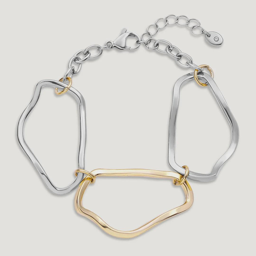 Vibes | Freeform Link Bracelet | 18K Gold & White Gold-Plated. UK Dispatch. Gift
