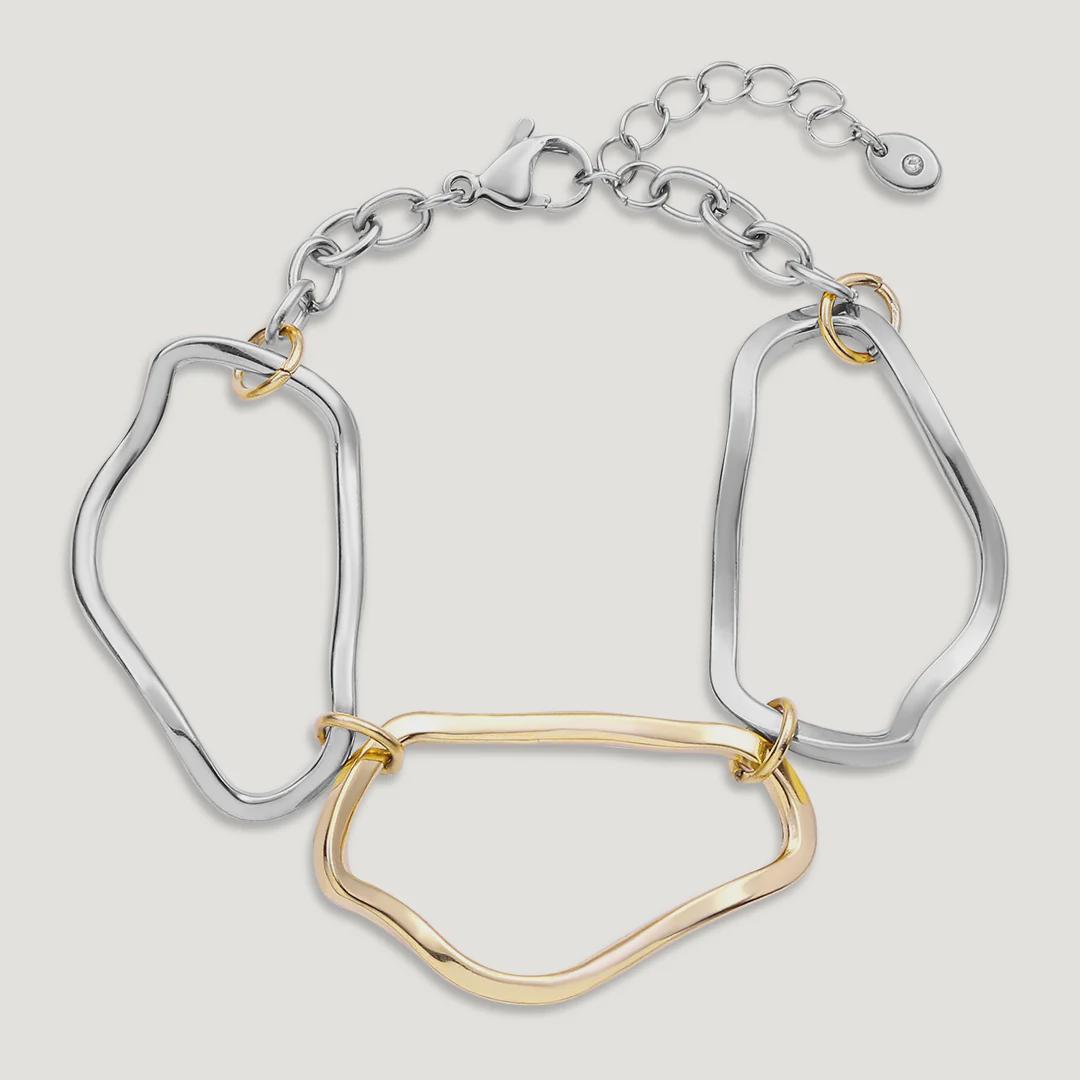 Vibes | Freeform Link Bracelet | 18K Gold & White Gold-Plated. UK Dispatch. Gift