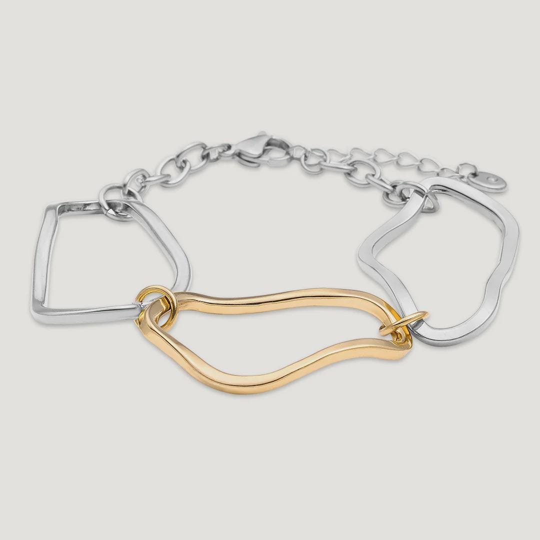 Vibes | Freeform Link Bracelet | 18K Gold & White Gold-Plated. UK Dispatch. Gift