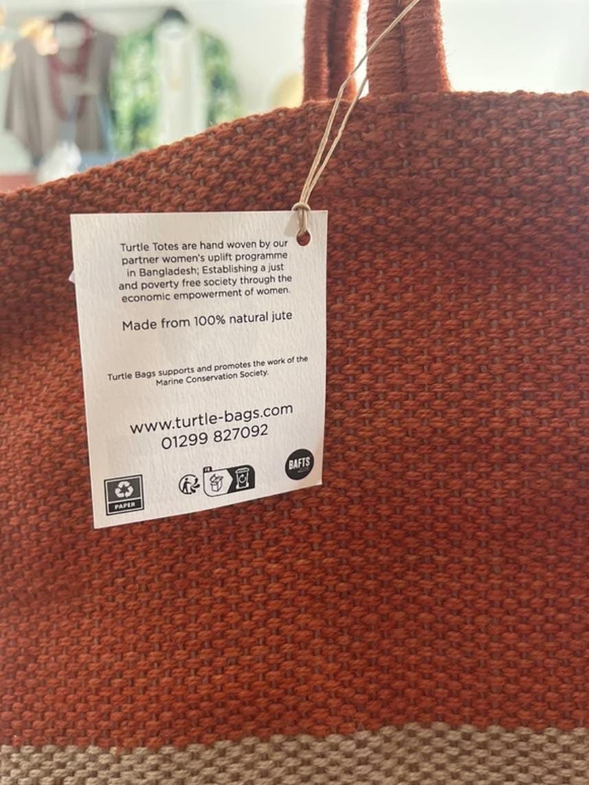 Two-Tone Jute Tote Bag | 100% Natural & Handwoven