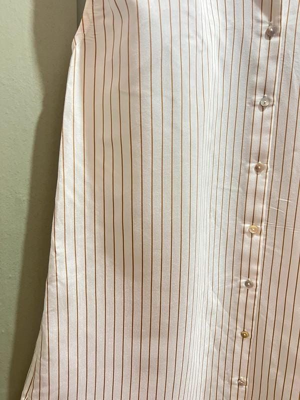 Sleeveless White Blouse – Striped Button-Up Shirt – One Size (Fits up to UK 16)