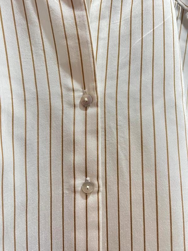 Sleeveless White Blouse – Striped Button-Up Shirt – One Size (Fits up to UK 16)