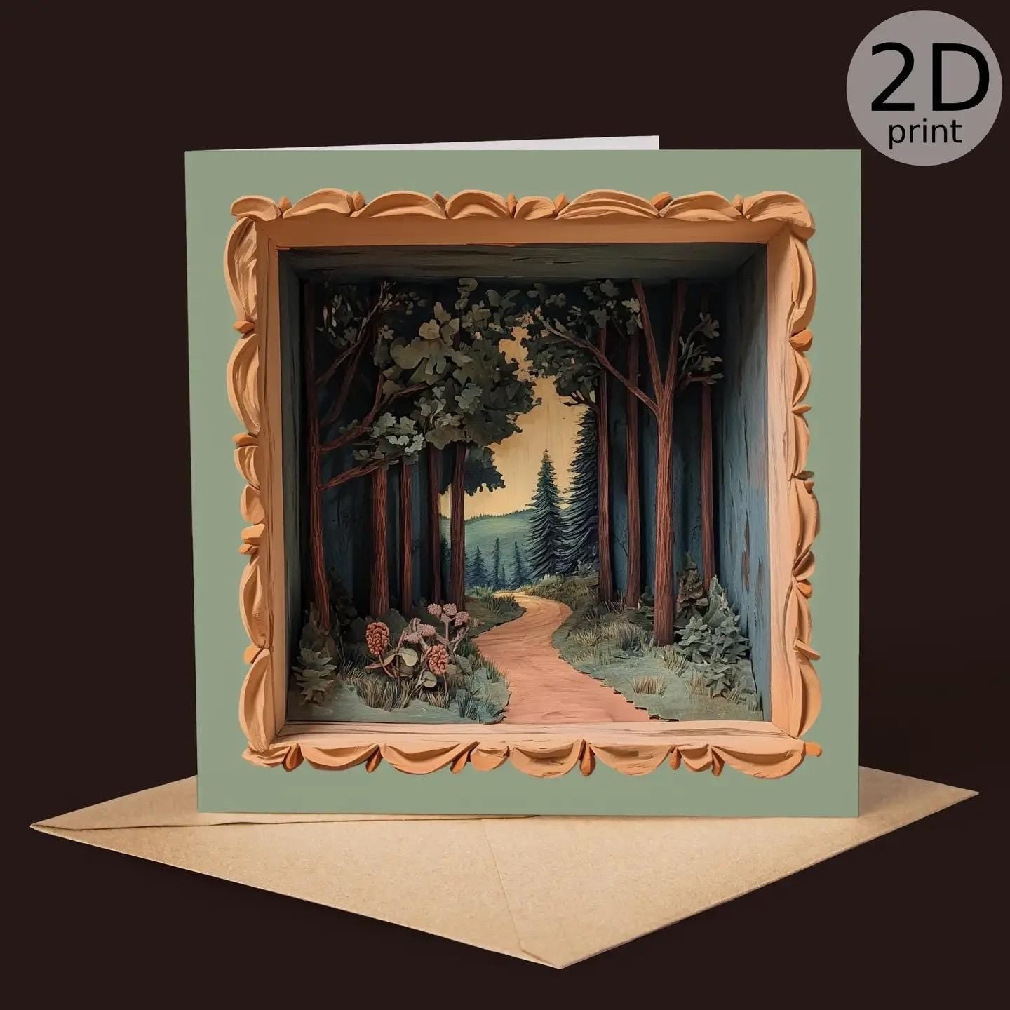 Forest Path 2D Printed Shadow Box Card