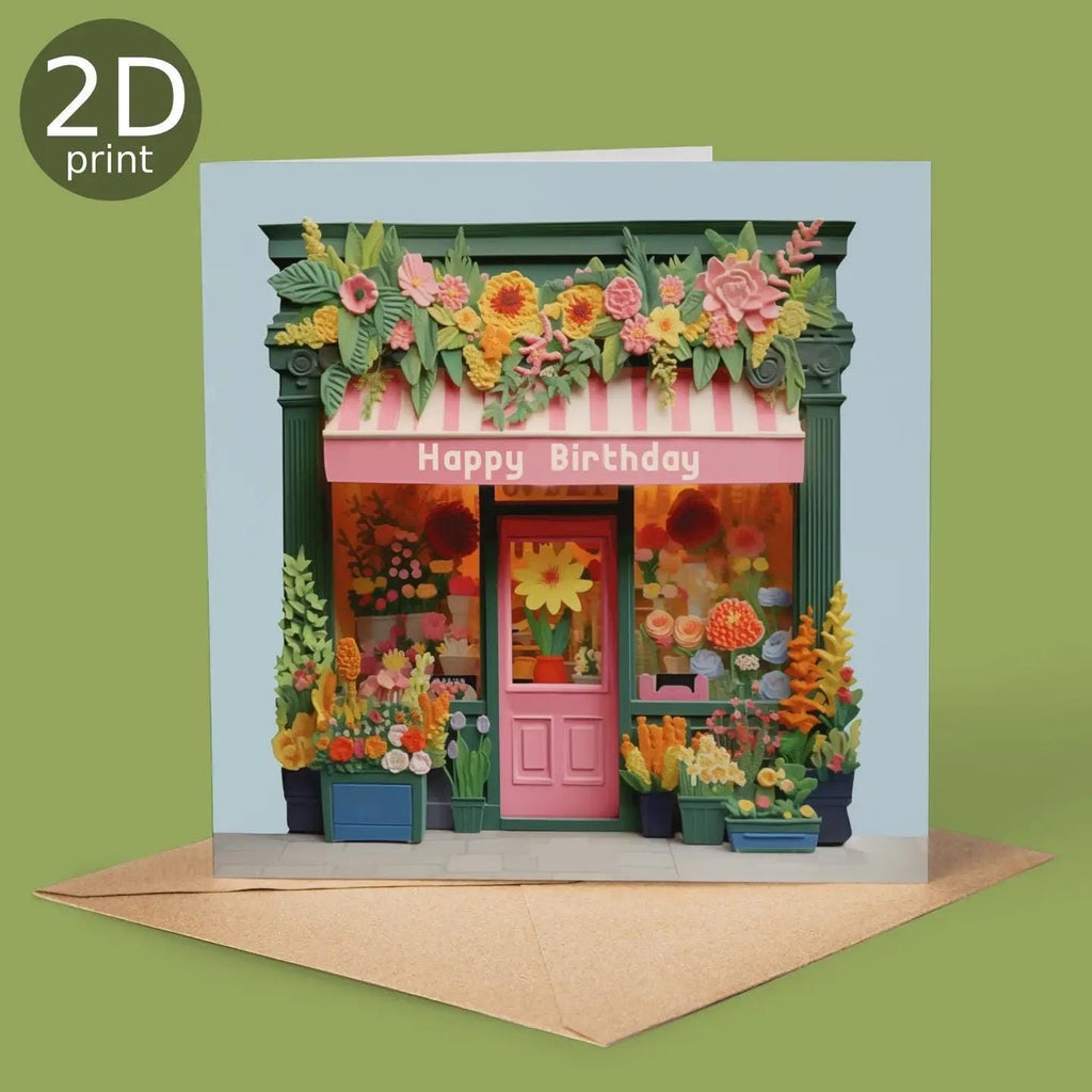 Happy Birthday Florist Shop 2D Printed Card