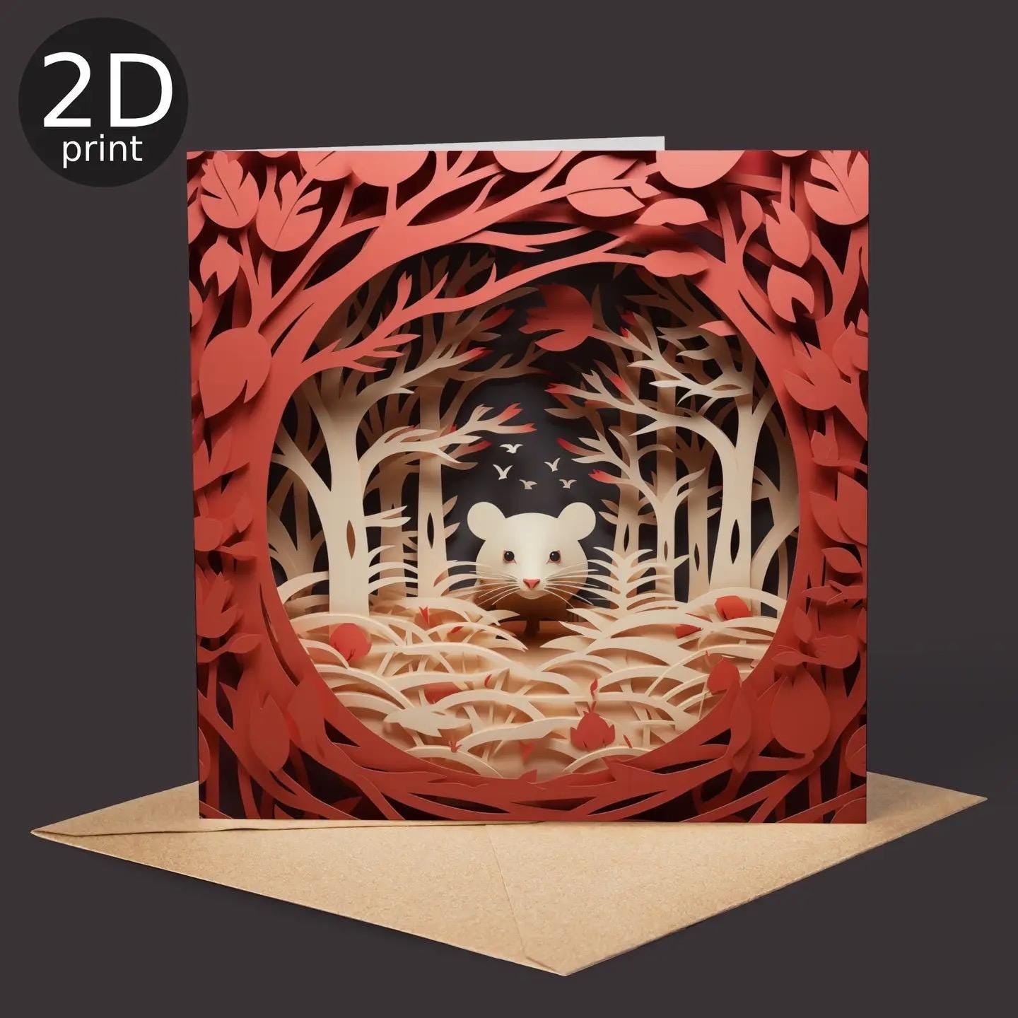 Woodland Mouse 2D Printed Card