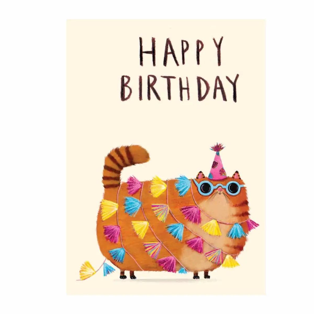 Birthday Cat Tassels Greeting Card