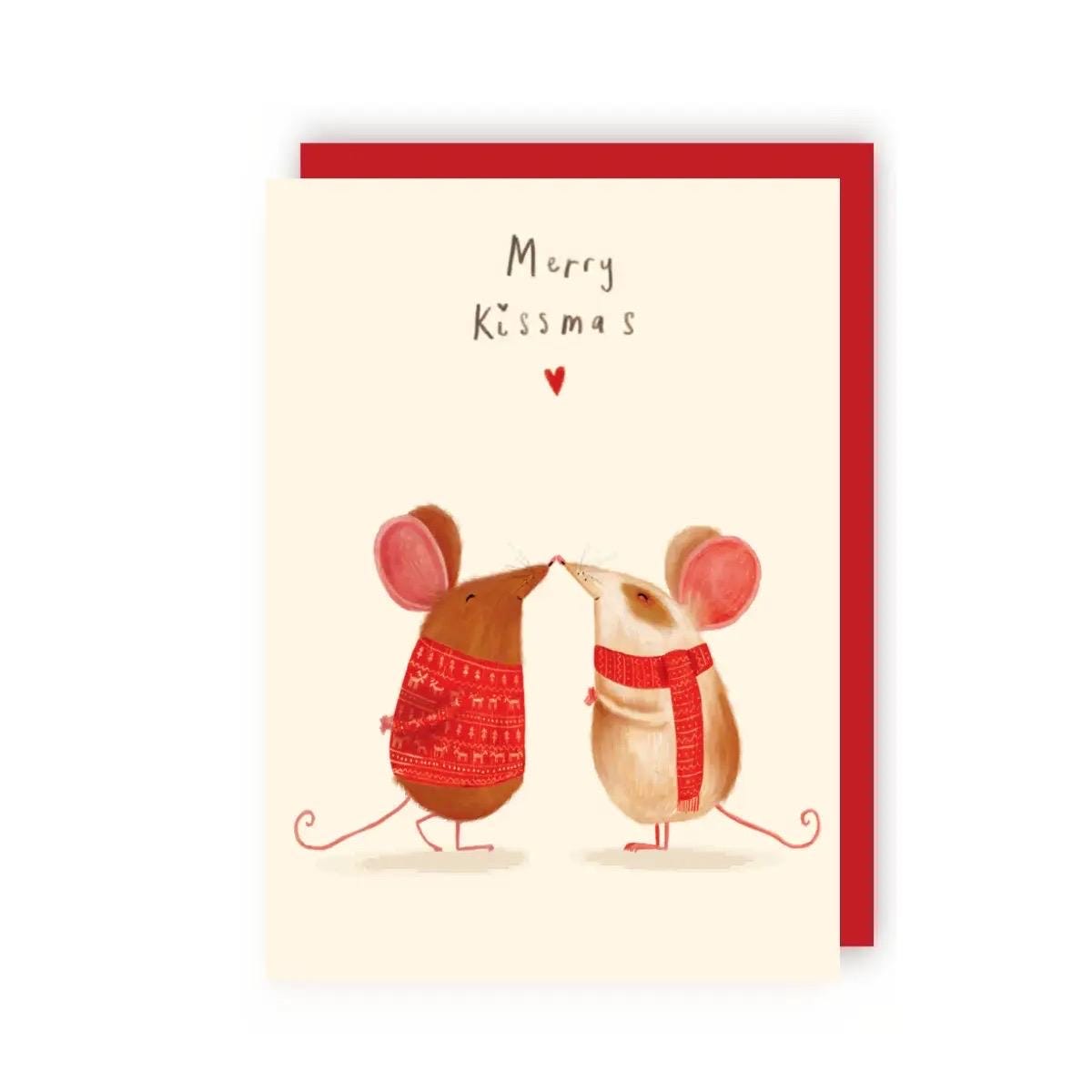 Christmas Merry Kissmas Card | Funny Mice Christmas Card