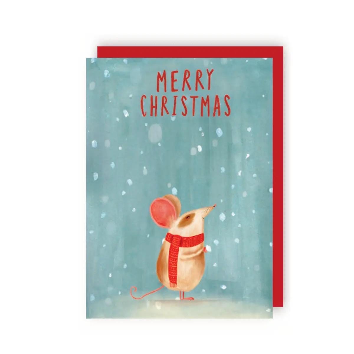 Christmas Mouse in Snow Card | Cute Mouse Christmas Card