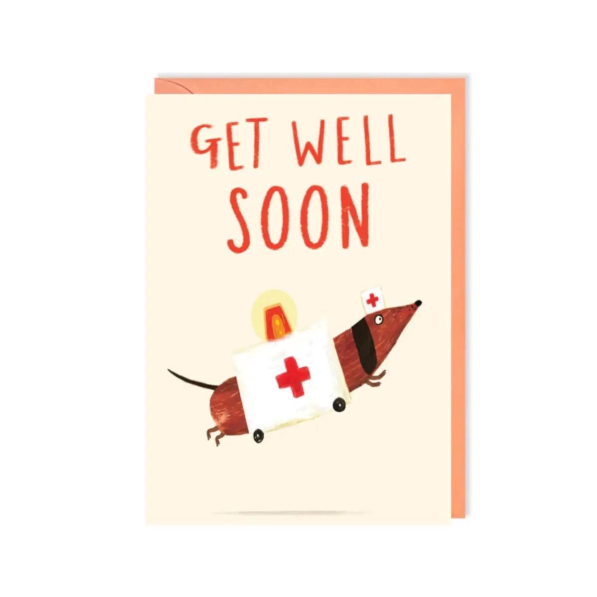 Get Well Soon Sausage Dog Greeting Card