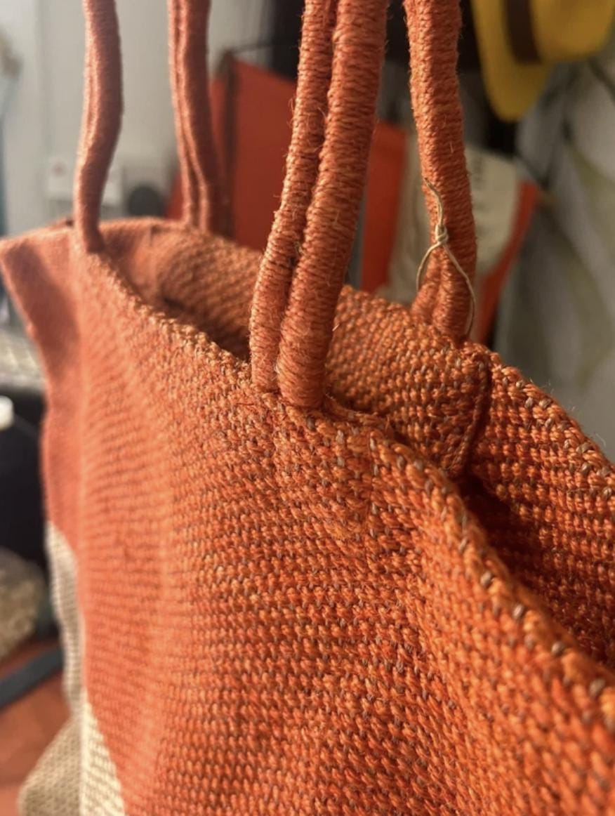 Two-Tone Jute Tote Bag | 100% Natural & Handwoven