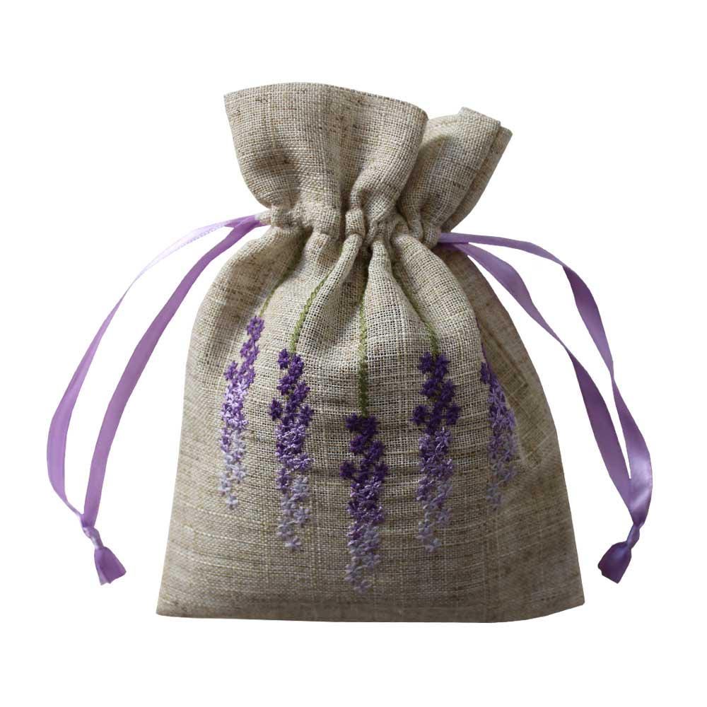 Raw Linen Lavender Embroidered Filled Sachet