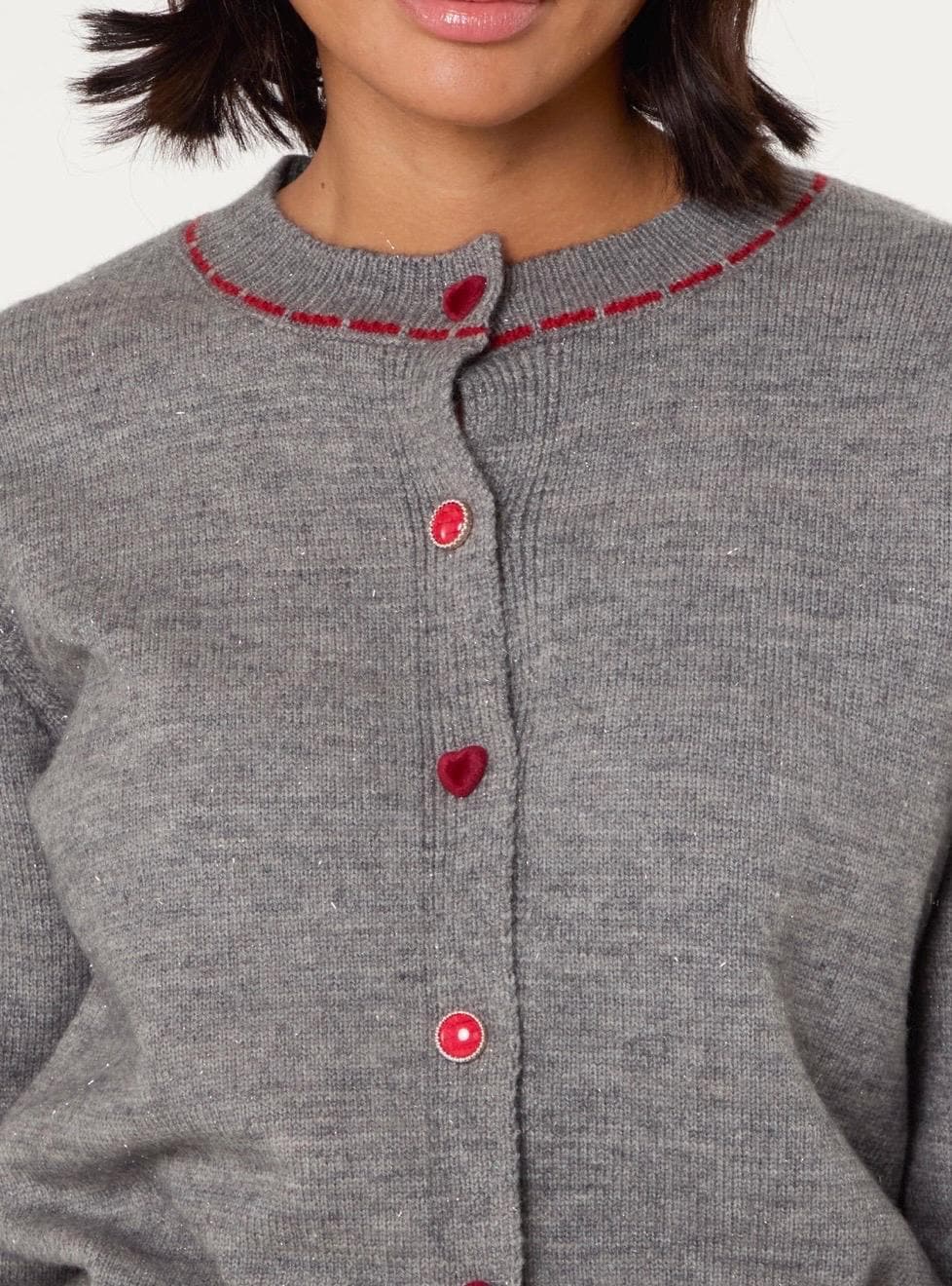 heart button stitch cardigan