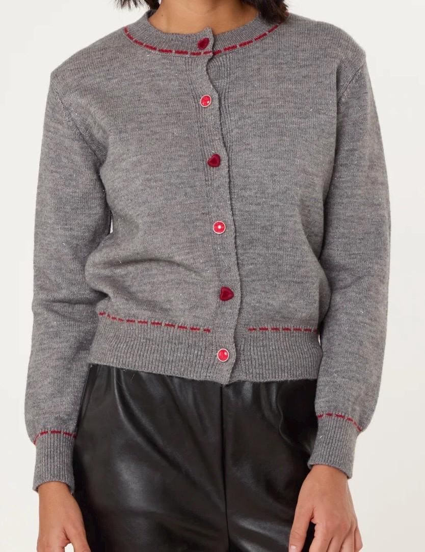 heart button stitch cardigan